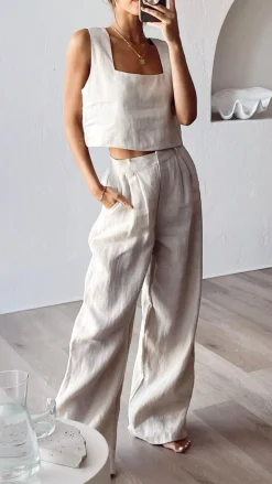 Fashion Allied Bottoms^Tillie Pants - Oatmeal