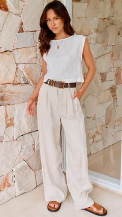 Fashion Allied Bottoms^Tillie Pants - Oatmeal