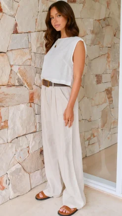 Fashion Allied Bottoms^Tillie Pants - Oatmeal