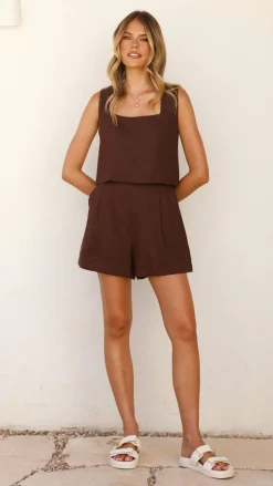 Fashion Allied Sets^Tillie Shorts - Chocolate