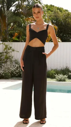 LILYWHYT Sets|Tops^Toni Crop Top - Black