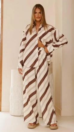 LILYWHYT Sets|Tops^Torrey Button Up Long Sleeve Shirt - Cream/Cacao