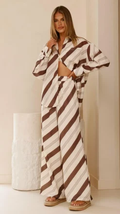 LILYWHYT Sets|Tops^Torrey Button Up Long Sleeve Shirt - Cream/Cacao