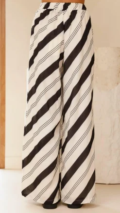 LILYWHYT Sets|Bottoms^Torrey Wide Leg Pants - Black/Cream