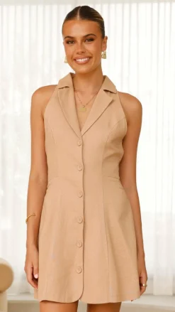 LILYWHYT Sale Dresses^Trixie Button Down Mini Dress - Sand