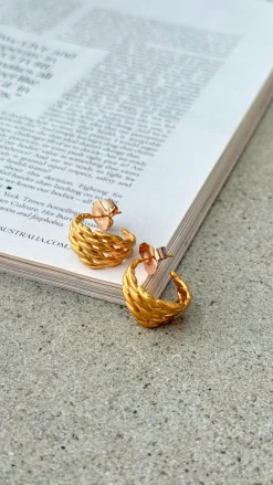 Adorne Earrings|Bridesmaid^Twisted Multi Layer Hoop Earrings - Gold