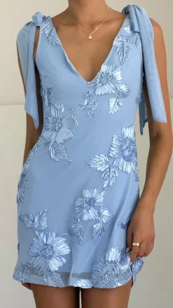 Shareen Dresses|Mini^Usha Tie Strap Mini Dress - Blue