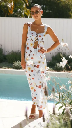 LILYWHYT Sets|Tops^Vaiana Tie Top - Blue / Floral