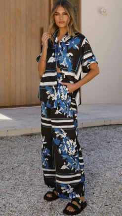 YH AND CO Sets|Bottoms^Valene Pants - Black/Blue Print