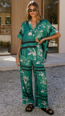YH AND CO Sets|Bottoms^Valene Pants - Green/Pink Print