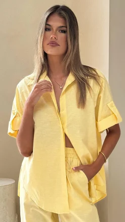 YH AND CO Sets|Tops^Vallerie Button Up Shirt - Yellow