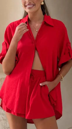 YH AND CO Sets|Tops^Vallerie Button Up Shirt - Red