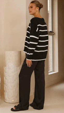 Miracle Fashion Knitwear|Knitwear^Vara Knit Jumper - Black/White Stripe