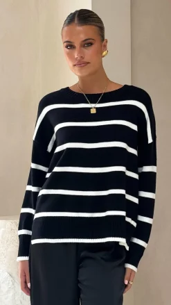 Miracle Fashion Knitwear|Knitwear^Vara Knit Jumper - Black/White Stripe