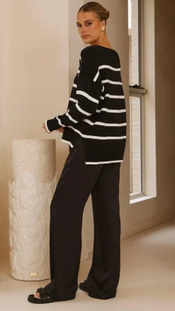 Miracle Fashion Knitwear|Knitwear^Vara Knit Jumper - Black/White Stripe