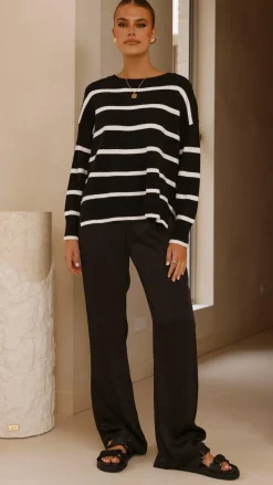 Miracle Fashion Knitwear|Knitwear^Vara Knit Jumper - Black/White Stripe