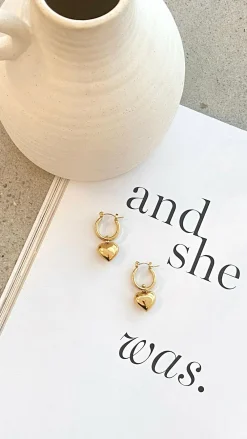 Angel Whisper Earrings|The Denim Edit^Varick Heart Earrings - Gold