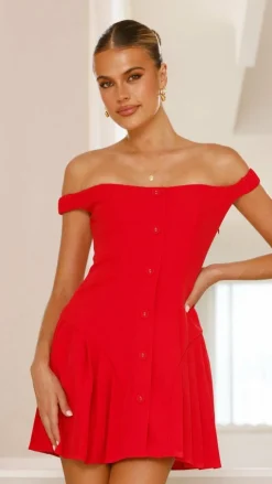 LILYWHYT Sale Dresses^Variel Off Shoulder Mini Dress - Red