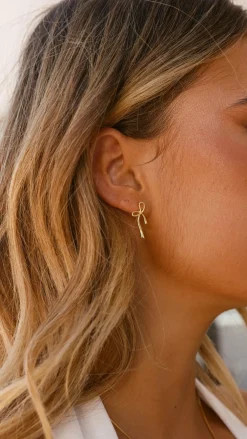 Angel Whisper Earrings|Je T'Aime^Velika Bow Earrings - Gold