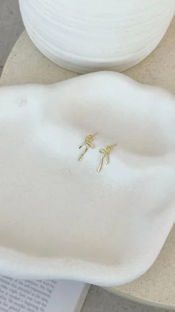 Angel Whisper Earrings|Je T'Aime^Velika Bow Earrings - Gold