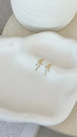 Angel Whisper Earrings|Je T'Aime^Velika Bow Earrings - Gold