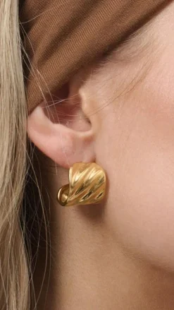Angel Whisper Earrings|Wedding Guest Dresses^Vera Textured 18K Gold Plated Earrings - Gold
