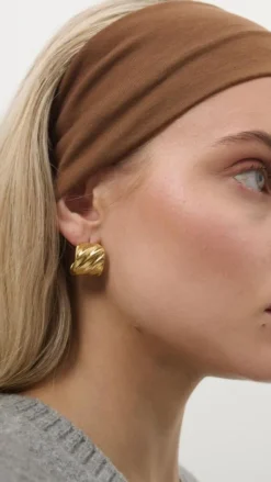 Angel Whisper Earrings|Wedding Guest Dresses^Vera Textured 18K Gold Plated Earrings - Gold