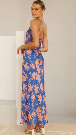 Pink Diamond Wedding Guest Dresses|Wedding Guest Dresses^Verity One Shoulder Maxi Dress - Orange/Blue Floral