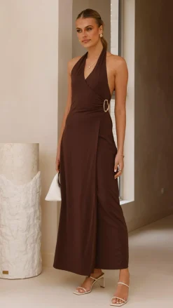 Burans Dresses|Maxi^Verje Halter Maxi Dress - Brown