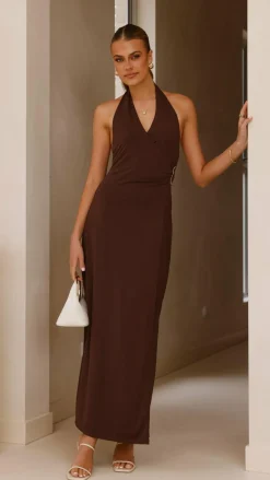 Burans Dresses|Maxi^Verje Halter Maxi Dress - Brown