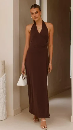 Burans Dresses|Maxi^Verje Halter Maxi Dress - Brown