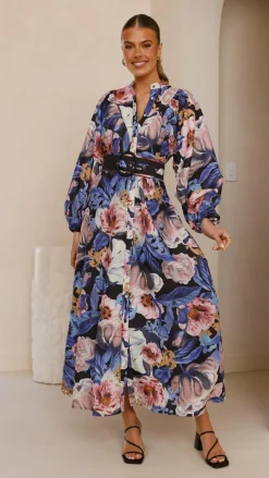 Bubblegum Dresses|Maxi^Veronica Button Down Maxi Dress - Azure Donatella