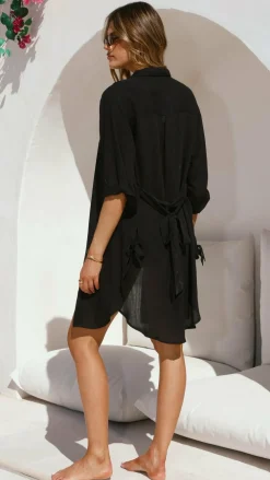 Desire Dresses|Tops^Vesper Button Down Beach Cover Up - Black