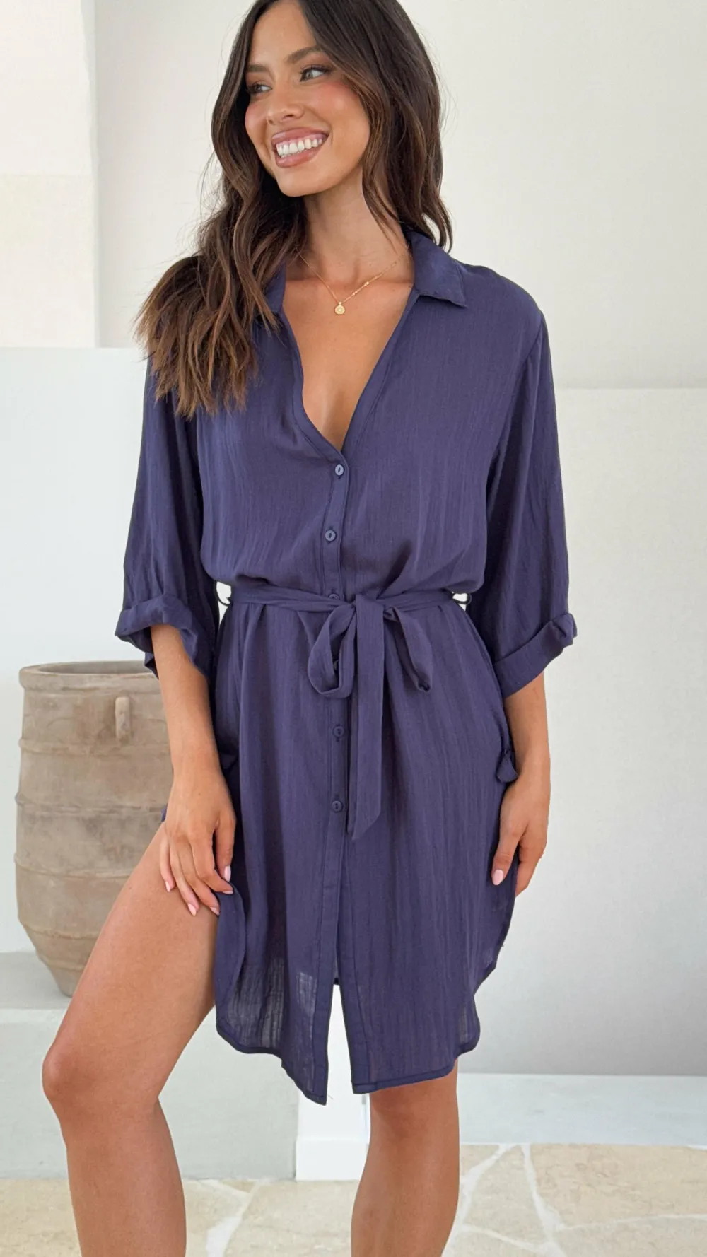Desire Sale Dresses^Vesper Short Sleeve Mini Dress - Navy
