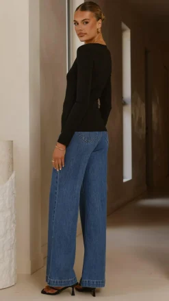 Bubblegum Tops^Vienna Long Sleeve Top - Black