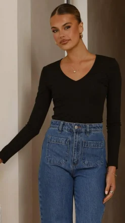 Bubblegum Tops^Vienna Long Sleeve Top - Black
