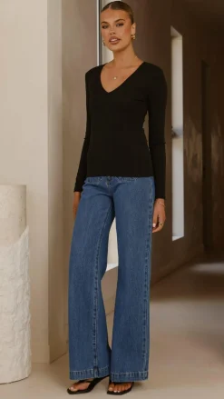 Bubblegum Tops^Vienna Long Sleeve Top - Black