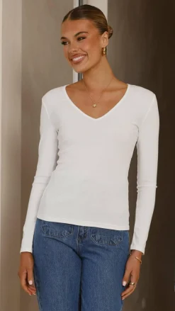 Bubblegum Tops^Vienna Long Sleeve Top - White