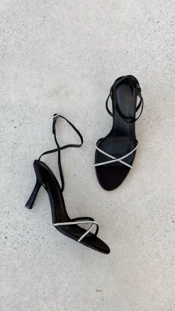 Billini Billini^Vixin Heels - Black Satin Diamante