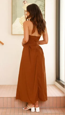 LILYWHYT Sale Dresses^Wesley Halter Neck Maxi Dress - Dark Brown