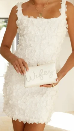 Angel Whisper Bags|Bridal Accessories^Wifey Satin Clutch - Gold