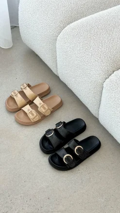 Billini Billini^Wilmer Slide - Black Raffia