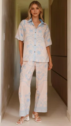 Bubblegum Polo^Xander 3/4 Sleeve Button Down Shirt - Blue