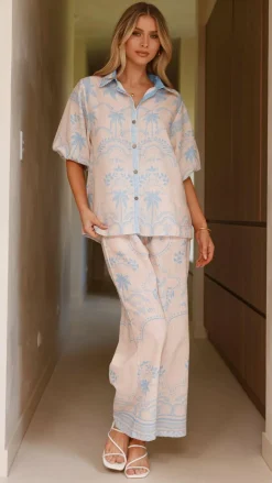 Bubblegum Polo^Xander 3/4 Sleeve Button Down Shirt - Blue