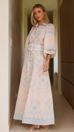 Bubblegum Dresses|Maxi^Xander Long Sleeve Maxi Dress - Blue
