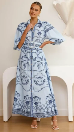 Bubblegum Dresses|Maxi^Xander Long Sleeve Maxi Dress - Indigo