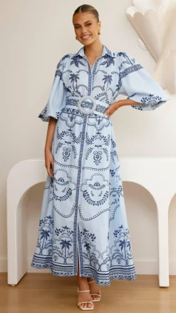 Bubblegum Dresses|Maxi^Xander Long Sleeve Maxi Dress - Indigo