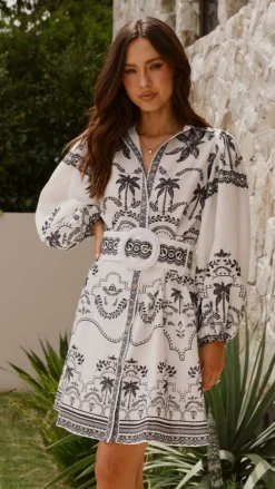 Bubblegum Dresses|Mini^Xander Long Sleeve Mini Dress - Black/White