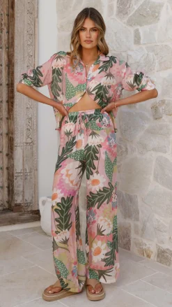 Burans Sets|Tops^Xiana Button Up Shirt - Tropical Print
