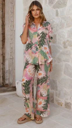 Burans Sets|Tops^Xiana Button Up Shirt - Tropical Print